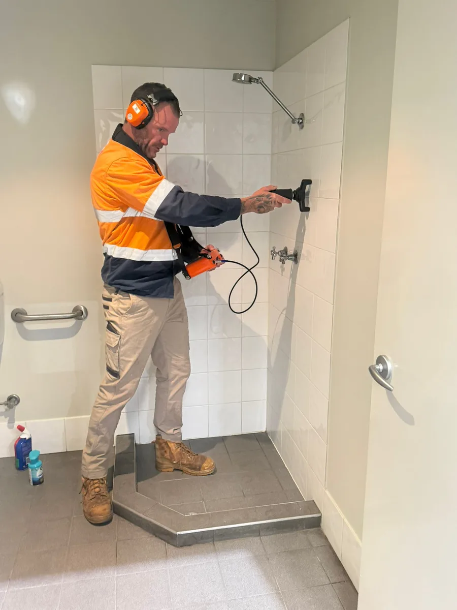 Michael Treble using acoustic correlation in a Perth bathroom